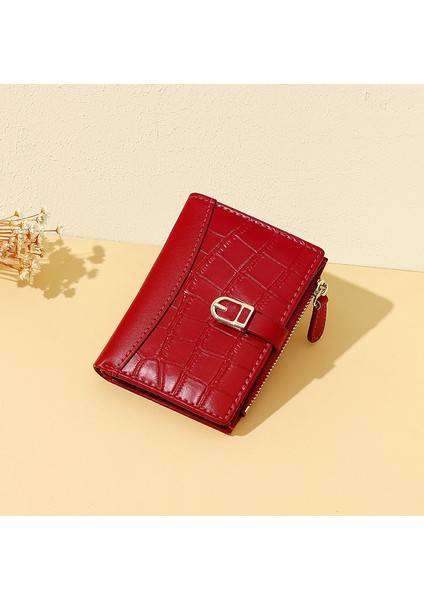 Iki Katlı Kısa Bayan Cüzdan Moda Çoklu Kart Yuvası Fermuarlı Gümüş Cüzdan Tutucu Kart Tutucu (Yurt Dışından)