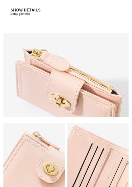 Kısa Iki Katlı Bayan Cüzdan Fermuar Çok Fonksiyonlu Kimlik Moda Para Cüzdan (Yurt Dışından) modelleri