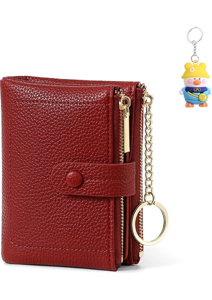 Büyük Kapasiteli Iki Katlı Bayanlar Kısa Cüzdan Fermuarlı Çoklu Kart Yuvası Değişiklik Tutucu Kart Tutucu (Yurt Dışından)