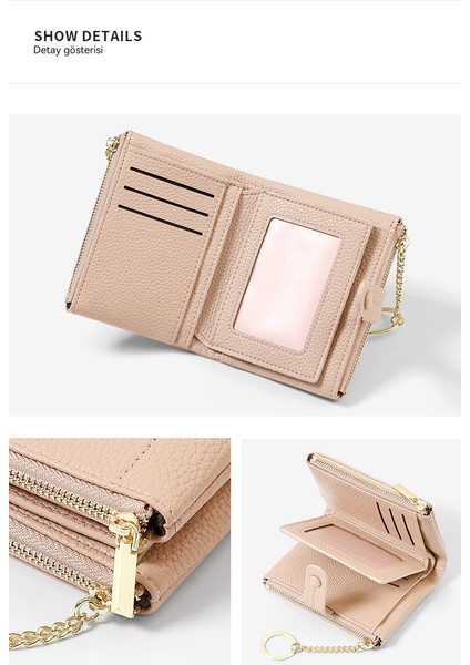 Büyük Kapasiteli Iki Katlı Bayanlar Kısa Cüzdan Fermuarlı Çoklu Kart Yuvası Değişiklik Tutucu Kart Tutucu (Yurt Dışından) fırsatları