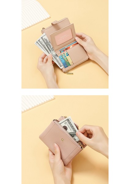 Büyük Kapasiteli Iki Katlı Bayanlar Kısa Cüzdan Fermuarlı Çoklu Kart Yuvası Değişiklik Tutucu Kart Tutucu (Yurt Dışından) indirimleri