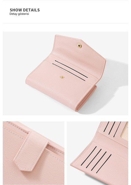 Basit Büyük Kapasiteli Üç Katlı Bayan Cüzdan Moda Sevimli Çoklu Kart Yuvası Değişiklik Uzun Klip (Yurt Dışından) fırsatları