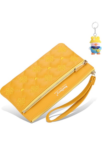 Bayan Cüzdan Uzun Işlemeli Büyük Kapasiteli Fermuarlı Clutch Moda Cüzdan Kart Tutucu (Yurt Dışından)