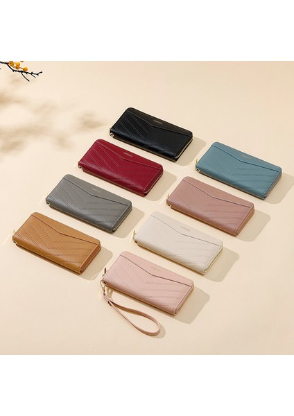 Bayanlar Uzun Cüzdan Büyük Kapasiteli Cep Telefonu Fermuarlı Clutch Cüzdan Kart Tutucu (Yurt Dışından)
