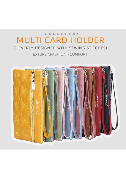 Bayan Cüzdan Uzun Işlemeli Büyük Kapasiteli Fermuarlı Clutch Moda Cüzdan Kart Tutucu (Yurt Dışından)