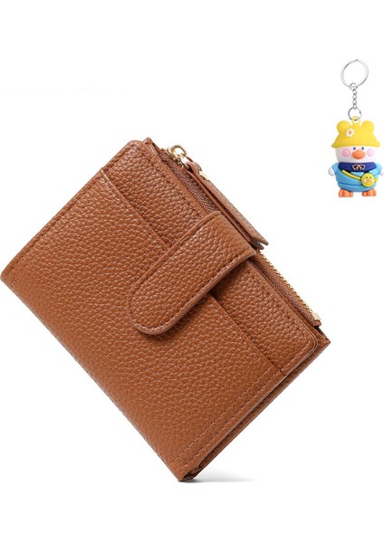 Bayan Cüzdan Iki Katlı Çoklu Kart Yuvası Fermuarlı Kısa Para Cüzdanı Kart Tutucu (Yurt Dışından)