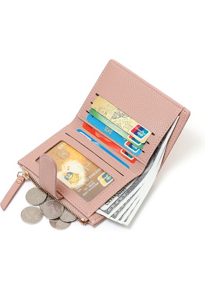 Bayan Cüzdan Iki Katlı Çoklu Kart Yuvası Fermuarlı Kısa Para Cüzdanı Kart Tutucu (Yurt Dışından) modelleri