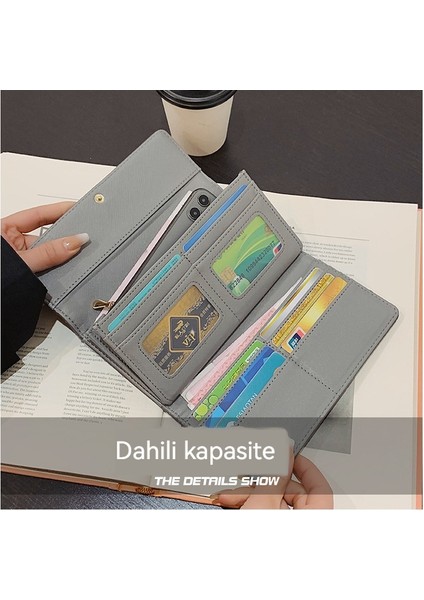 Uzun Cüzdan Kadın Para Cüzdanı Büyük Kapasiteli Üç Katlanır El Çantası Kadın (Yurt Dışından) fiyatları