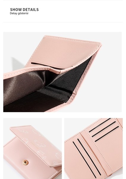 Sevimli Kitty Üç Katlı Bayan Cüzdan Kısa Katlanabilir Değişim Kart Tutucu (Yurt Dışından) modelleri