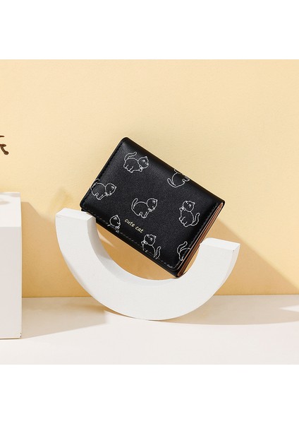 Sevimli Kitty Üç Katlı Bayan Cüzdan Kısa Katlanabilir Değişim Kart Tutucu (Yurt Dışından) fırsatları