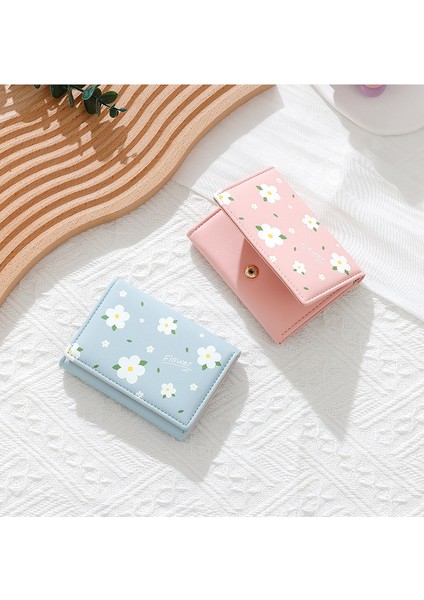 Kısa Basit Bayanlar Cüzdan Üç Katlı Sevimli Çiçek Baskılı Değişiklik Tutucu Kart Tutucu (Yurt Dışından) fırsatları