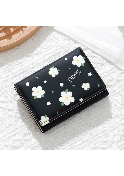 Kısa Basit Bayanlar Cüzdan Üç Katlı Sevimli Çiçek Baskılı Değişiklik Tutucu Kart Tutucu (Yurt Dışından) indirimleri