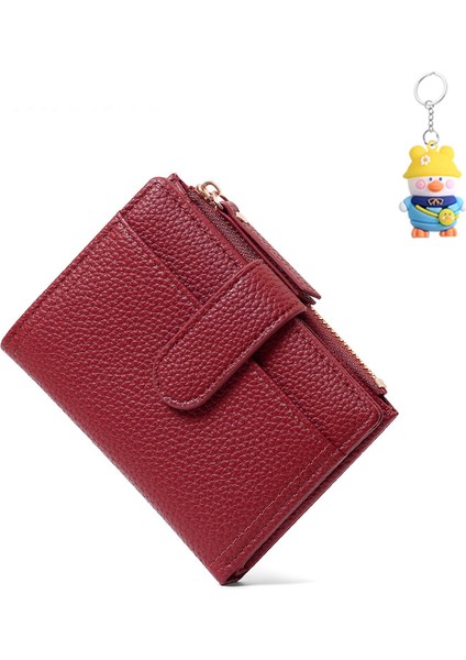 Bayan Cüzdan Iki Katlı Çoklu Kart Yuvası Fermuarlı Kısa Para Cüzdanı Kart Tutucu (Yurt Dışından)