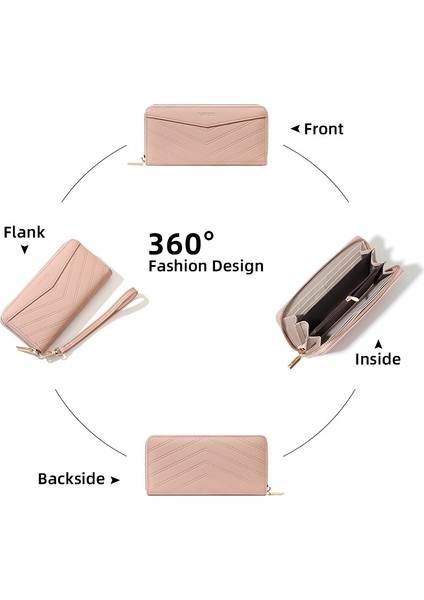 Bayanlar Uzun Cüzdan Büyük Kapasiteli Cep Telefonu Fermuarlı Clutch Cüzdan Kart Tutucu (Yurt Dışından)