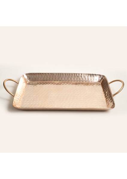 Nanpur Metal Dekoratif Tepsi 53X26X7 cm Gümüş