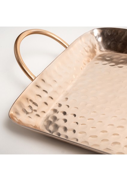Nanpur Metal Dekoratif Tepsi 53X26X7 cm Gümüş