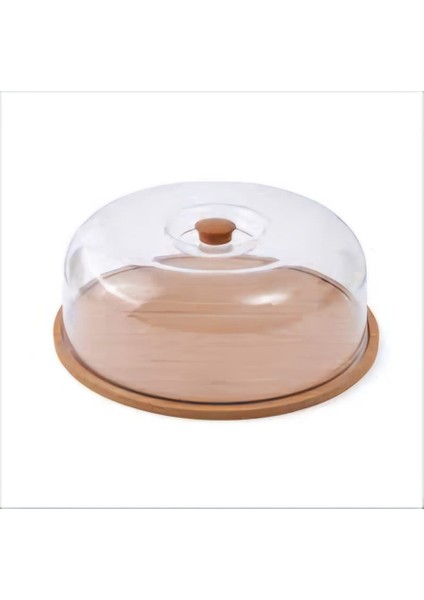 Zucci Ahşap Tabaklı Akrilik Kek Fanusu 29X11 cm