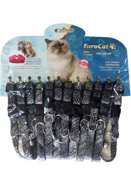 Kedi Boyun Tasması Deri Desenli 10mm28cm 12lı Gri