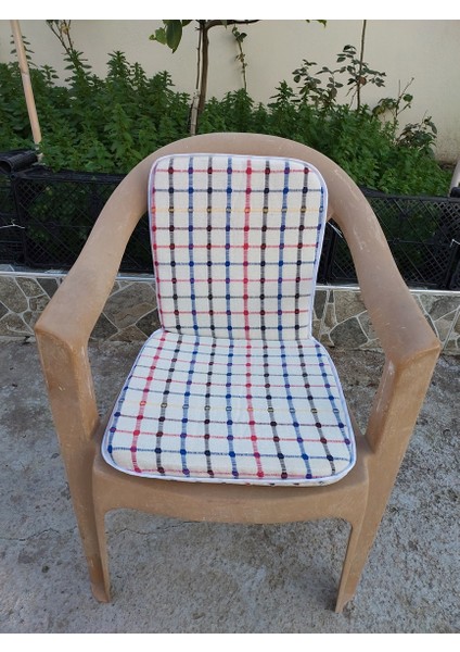1 Adet Buldan Arkalıklı Sandalye Minderi, Midi Boy (Kalınlık 3,5 cm )-Karışık Renkli