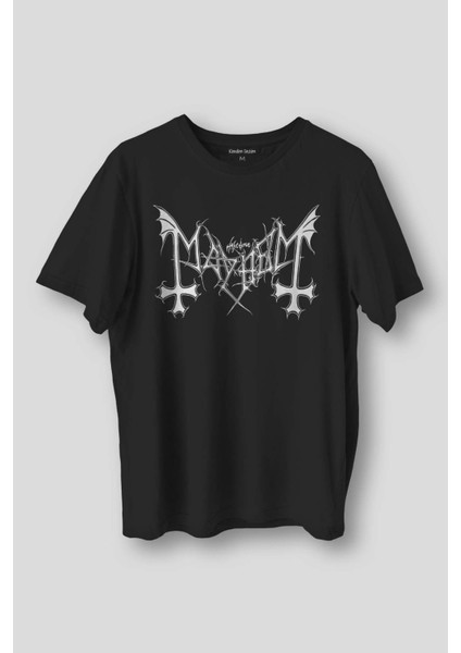 Black Metal Mayhem Tişört Music Rock Baskılı Unisex Regular Fit Pamuklu T-Shirt