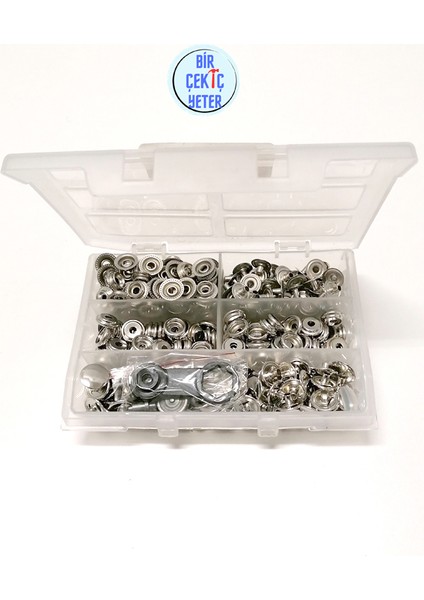 Çıtçıt 15 mm Kalın Mont Çıtçıtı Kendin Yap Kiti. Mont, Kaban, Giyim, Çanta, Deri için Çekiçle Uygulama Aparatları ve 60 Adet Gümüş Renk (nikel free)Çıtçıt Takım-Paslanmaz Pirinç