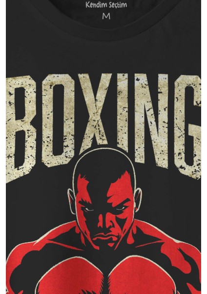 Boks Boxing Punch Hard Think Fast Spor Fight Baskılı Tişört Unisex Siyah T-Shirt fiyatları