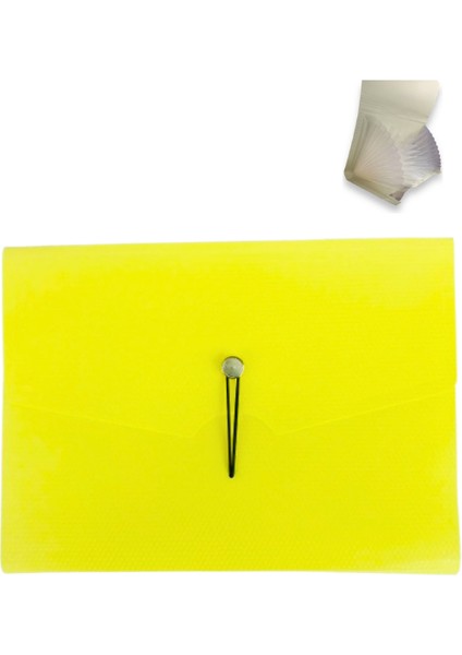 Lastikli A4 Boy 13 Bölmeli Körüklü Dosya Fihrist Ayraçlı Pastel Sarı
