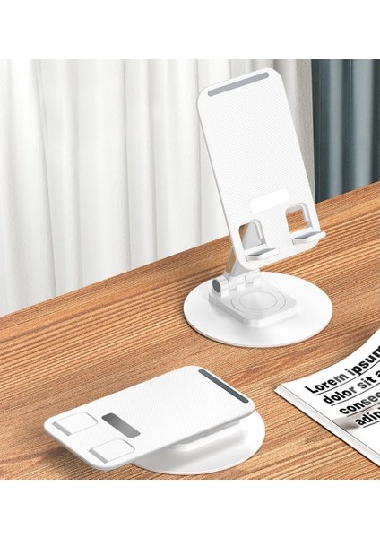 Ayarlanabilir Telefon ve Tablet Tutucu Stand / Katlanabilir / 360 Döndürülebilir / Beyaz