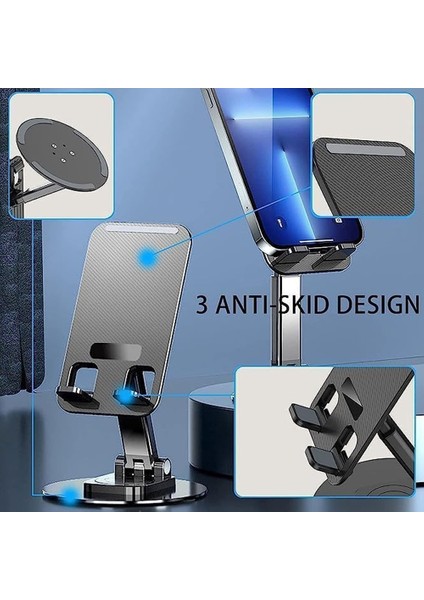 Ayarlanabilir Telefon ve Tablet Tutucu Stand / Katlanabilir / 360 Döndürülebilir / Beyaz