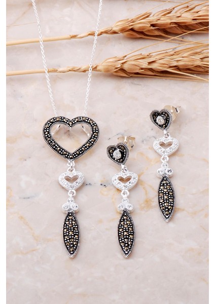 Kalpli Markazit Taşlı Gümüş Set 263