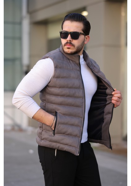 Erkek Gri Nubuk Süet Şişme Yelek fiyatları