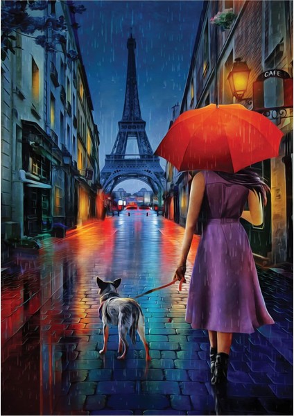 Puzzle 1000 Parça Eyfel Kulesi Gece Sokakları 48X68 cm