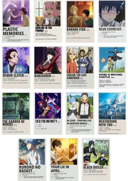 Anime Duvar Poster Seti - Poster Kolaj Seti - 60 Adet - Kalın Kuşe Kağıt - 10CM*14CM