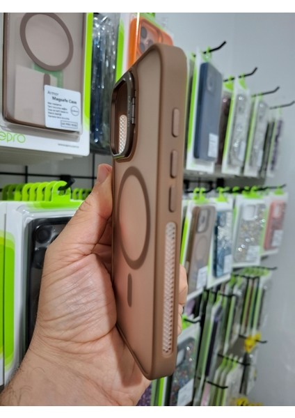 Apple iPhone 16 Kamera Lens Koruma Hediyeli Magsafe Özellikli Standlı Mat Lüks Kılıf