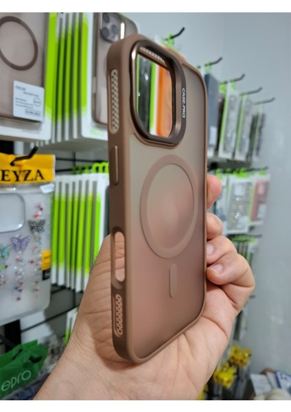 Apple iPhone 16 Kamera Lens Koruma Hediyeli Magsafe Özellikli Standlı Mat Lüks Kılıf
