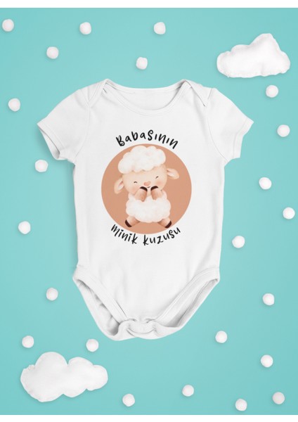 Baskılı Babasının Kuzusu Bebek Body Kısa Kollu Badi Çıtçıtlı Zıbın Organik Pamuk