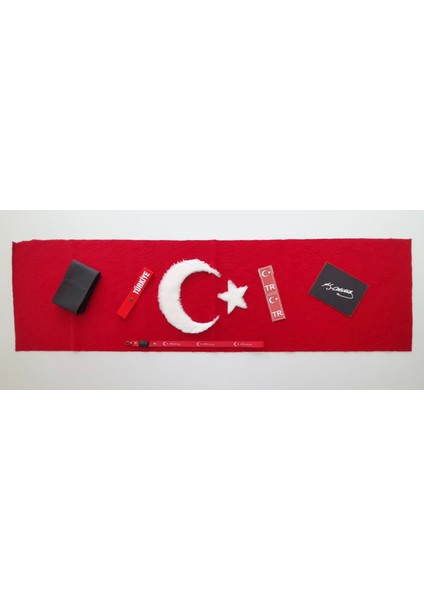 Ay Yıldızlı Üç Boyutlu peluş Torpido Örtüsü ve Düz Direksiyon Kılıfı ve Oto Aksesuar Seti 1