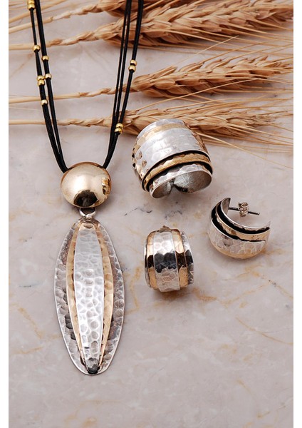 El Yapımı Çekiç Dövme Gümüş Set 1031