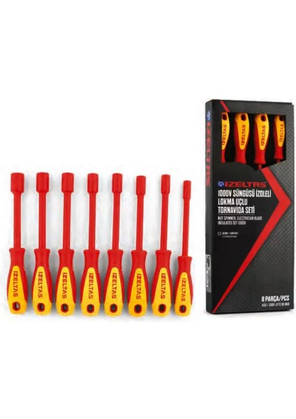 Izeltaş Izoleli Lokma Uçlu Tornavida Seti 8 Parça
