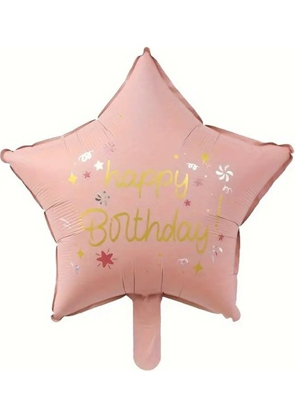 Happy Birthday Pembe Yıldız Folyo Balon 18 Inç