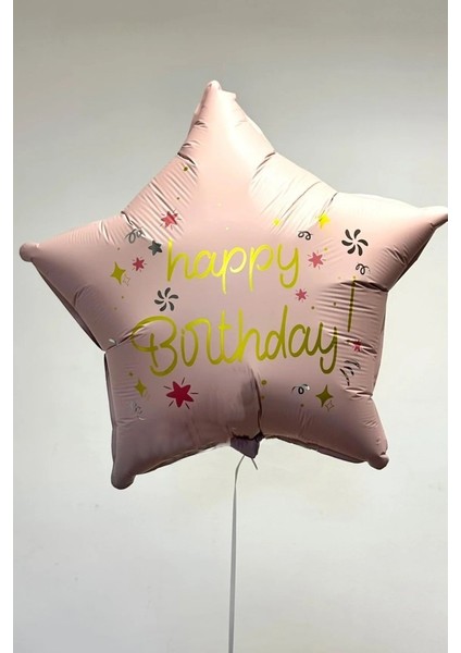 Happy Birthday Pembe Yıldız Folyo Balon 18 Inç fiyatları