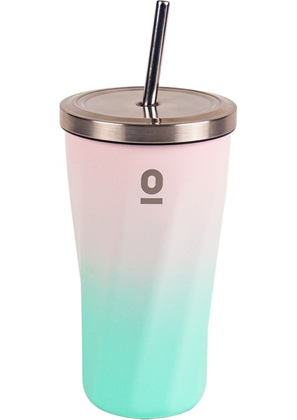 Paslanmaz Çelik Renk Geçişli Pipetli Mug Termos 500 ml No:79