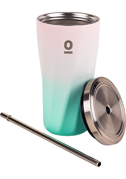 Paslanmaz Çelik Renk Geçişli Pipetli Mug Termos 500 ml No:79