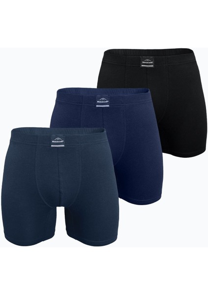 Erkek 3 Lü Siyah Lacivert Füme Premium Collection Modal Uzun Boxer 3M250
