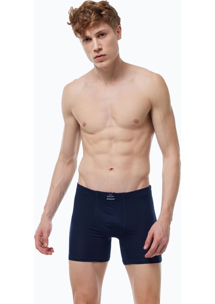 Erkek 3 Lü Siyah Lacivert Füme Premium Collection Modal Uzun Boxer 3M250