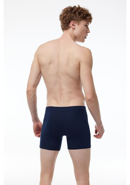 Erkek 3 Lü Siyah Lacivert Füme Premium Collection Modal Uzun Boxer 3M250