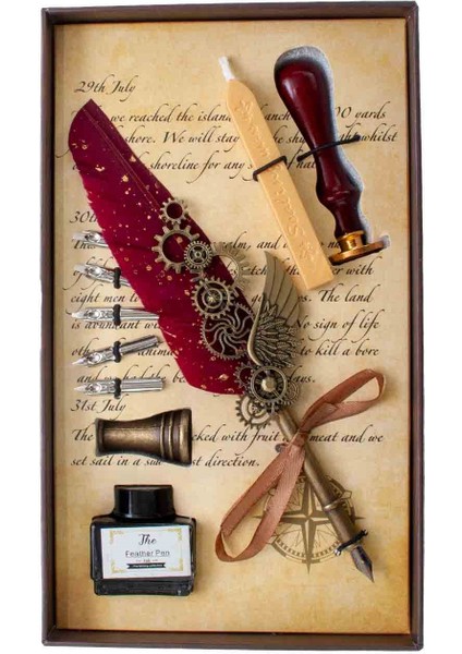 Kaligrafi Seti - Tüylü Kalem, 6’lı Uç Seti, Mürekkep ve Mühür Hediyeli Sanat Deneyimi