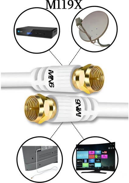 M119X 2 Metre Anten Kablosu/hazır Altın Uç F Konnektör-4k/çanak Anten Kablosu-Rg6 U6 Anten Kablosu fiyatları