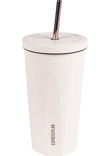 Paslanmaz Çelik Beyaz Pipetli Mug Termos 500 ml No:81