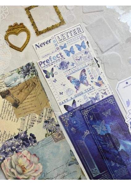 Light Blue Mountains 59 Parça Dopdolu Özel Tasarım Hediyelik Mavi Sticker Scrapbook Kâğıt Kelebek Seti/bullet Journal fırsatları